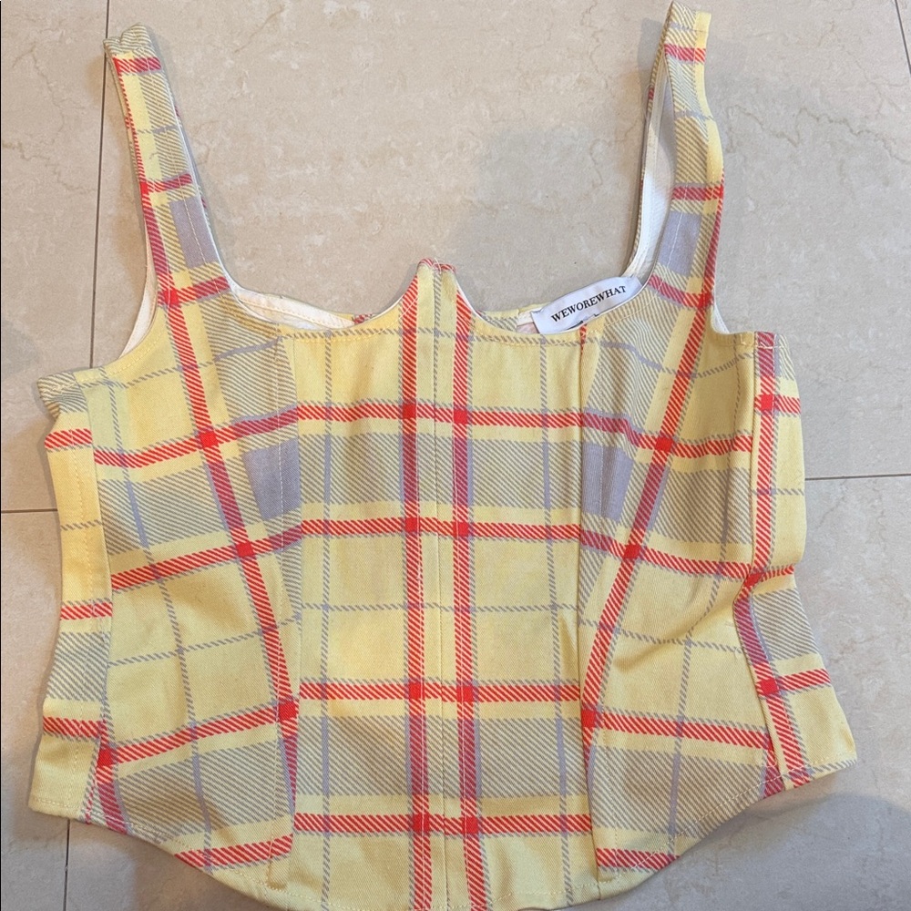 WeWoreWhat Yellow and Red Plaid Top